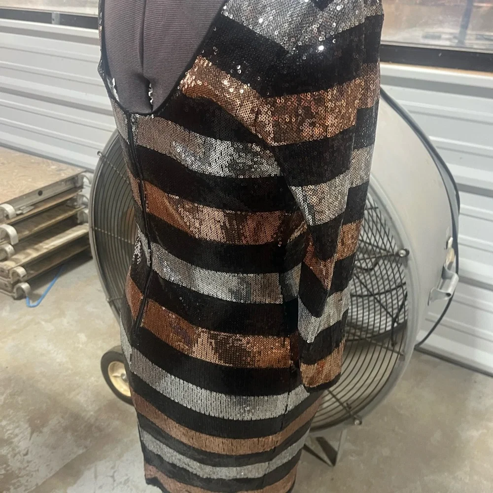 Charlotte Russe Metallic Striped Long Sleeve Dress - Picture 7 of 7